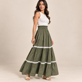 Women Tiered Smocked Waist Maxi Skirt