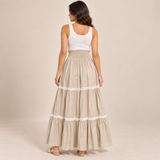 Women Tiered Smocked Waist Maxi Skirt