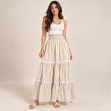Women Tiered Smocked Waist Maxi Skirt