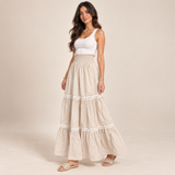 Women Tiered Smocked Waist Maxi Skirt