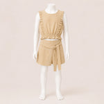 Load image into Gallery viewer, Girls Ruffle Linen Top &amp; Shorts Set