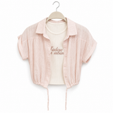 Printed Bodysuit with Cropped Jacket Set