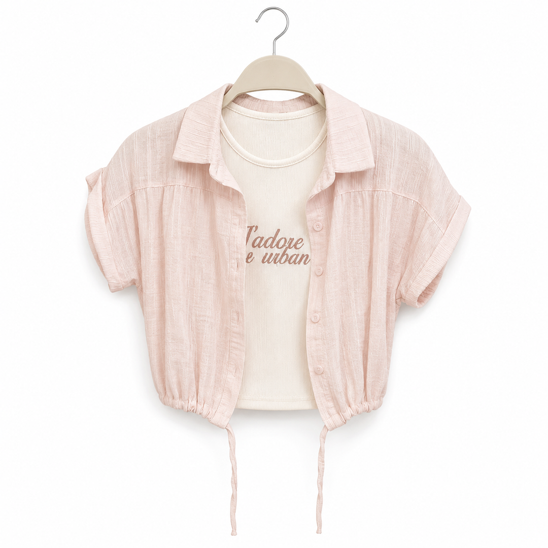Printed Bodysuit with Cropped Jacket Set
