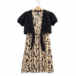 Load image into Gallery viewer, Girls Jacquard Linen Twin Set with Plain Bolero