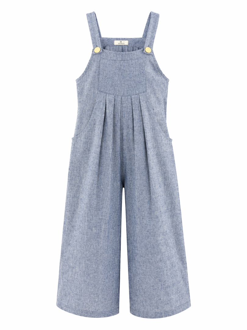 Pleated Wide-Leg Overall Jumpsuit
