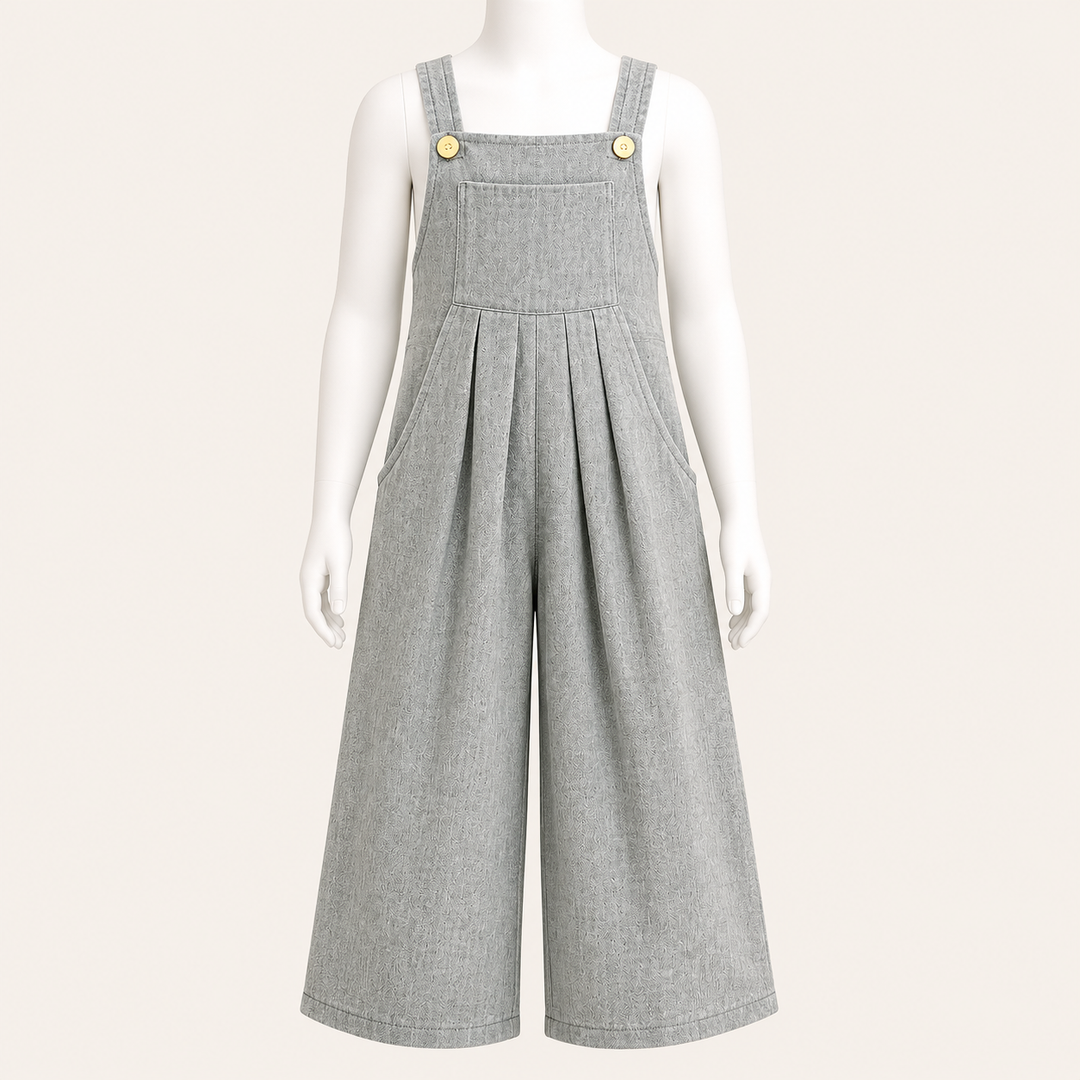 Pleated Wide-Leg Overall Jumpsuit