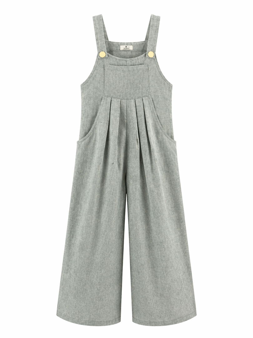 Pleated Wide-Leg Overall Jumpsuit