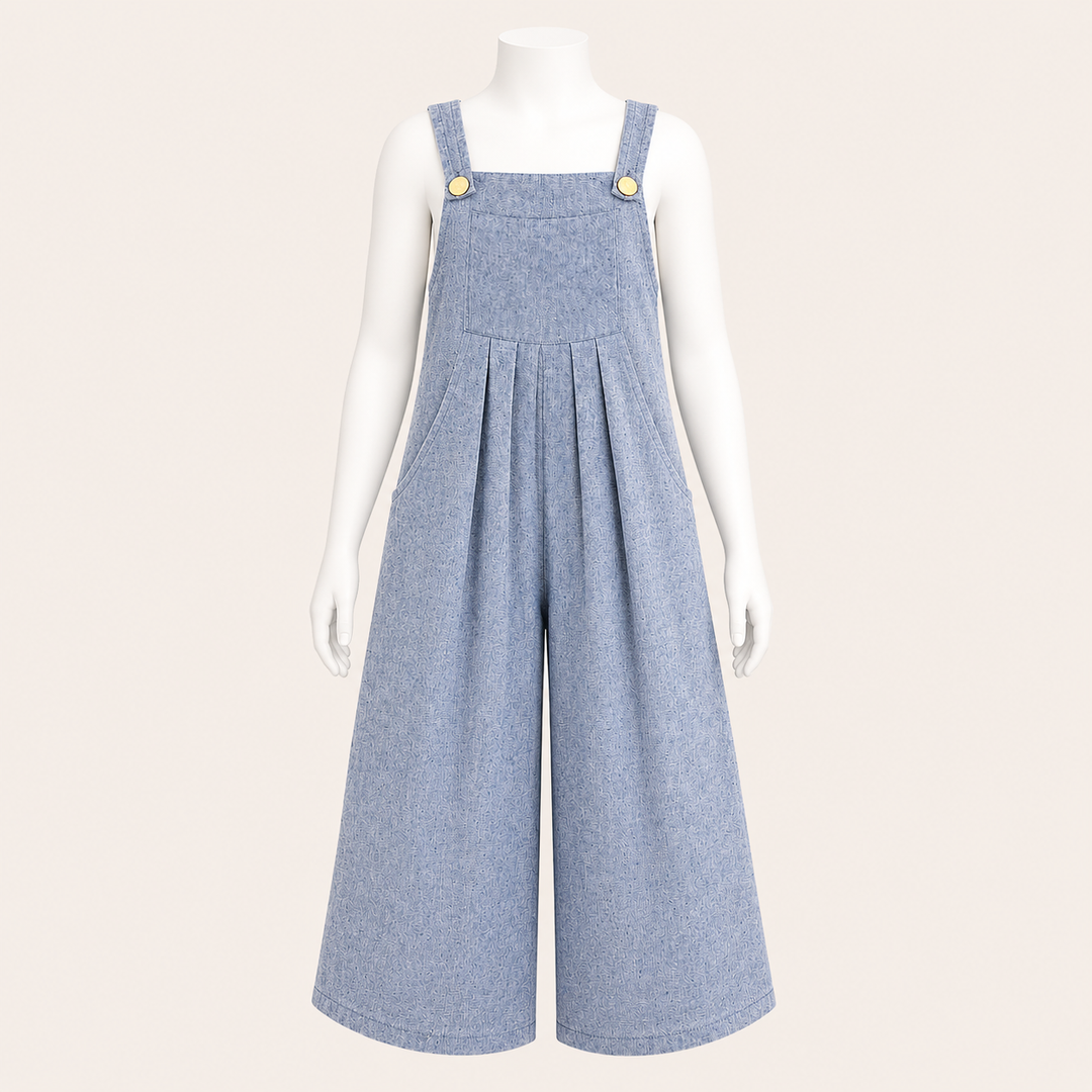 Pleated Wide-Leg Overall Jumpsuit