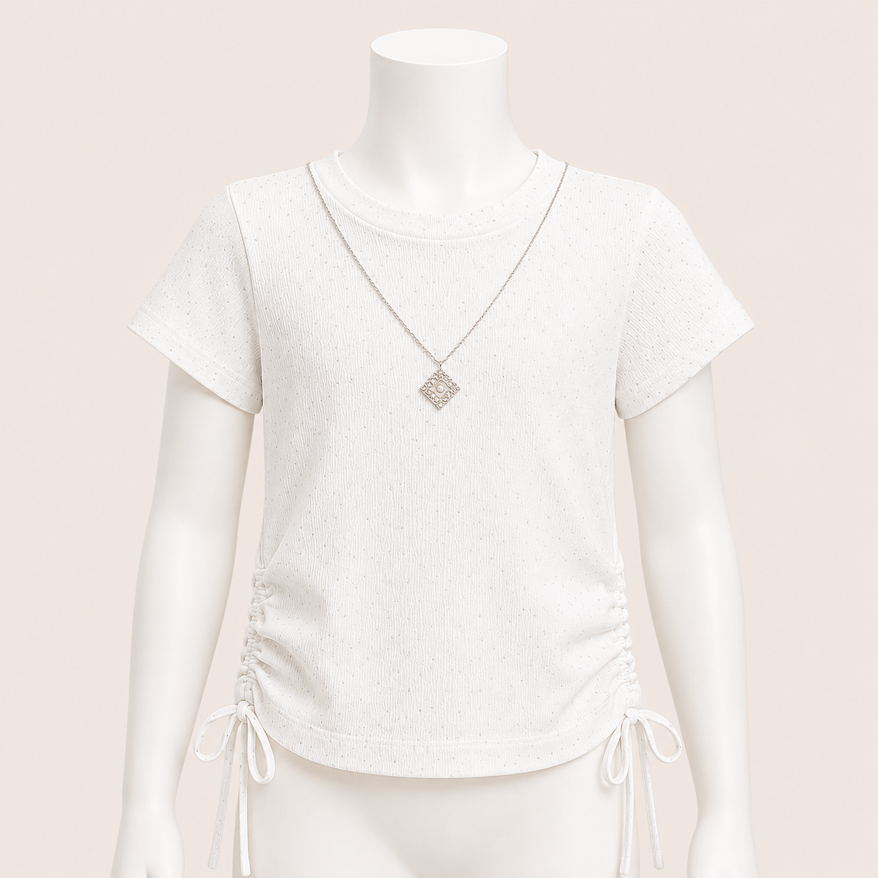 Satin Blouse with Necklace Detail