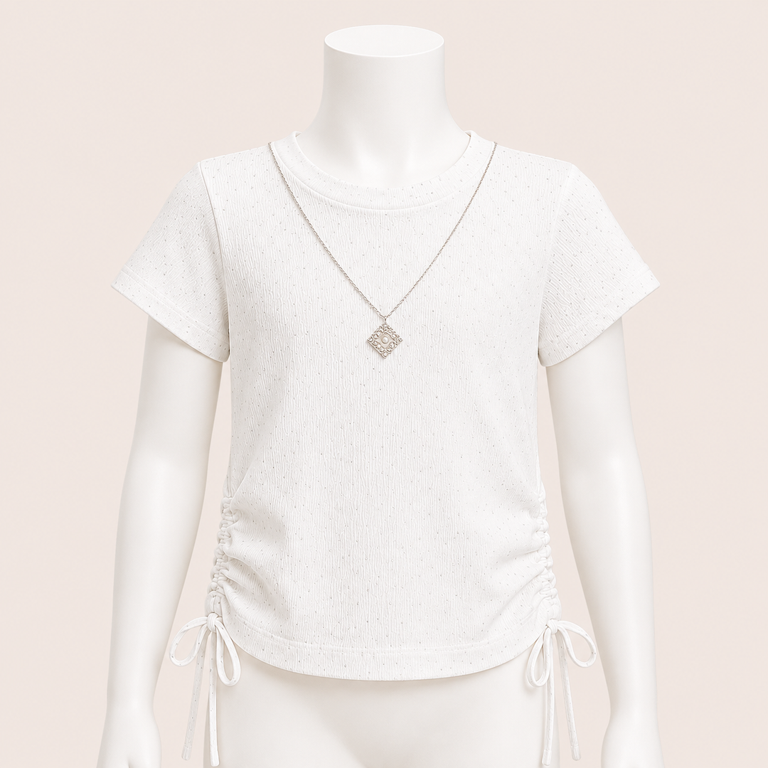 Satin Blouse with Necklace Detail