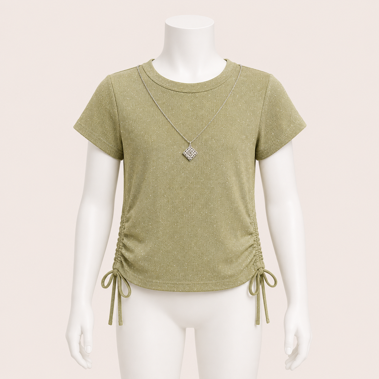 Satin Blouse with Necklace Detail