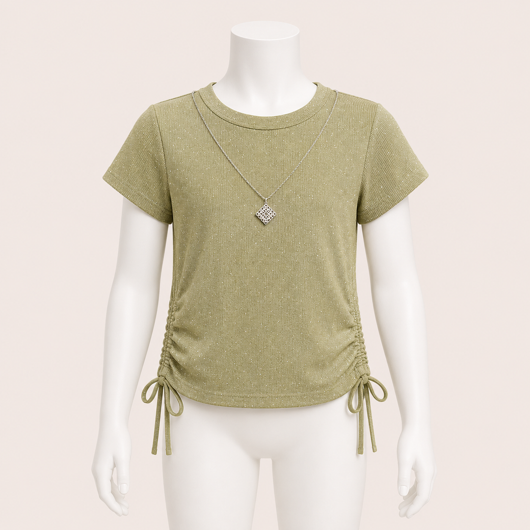Satin Blouse with Necklace Detail