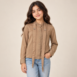 Women Embellished Tie-Front Blouse
