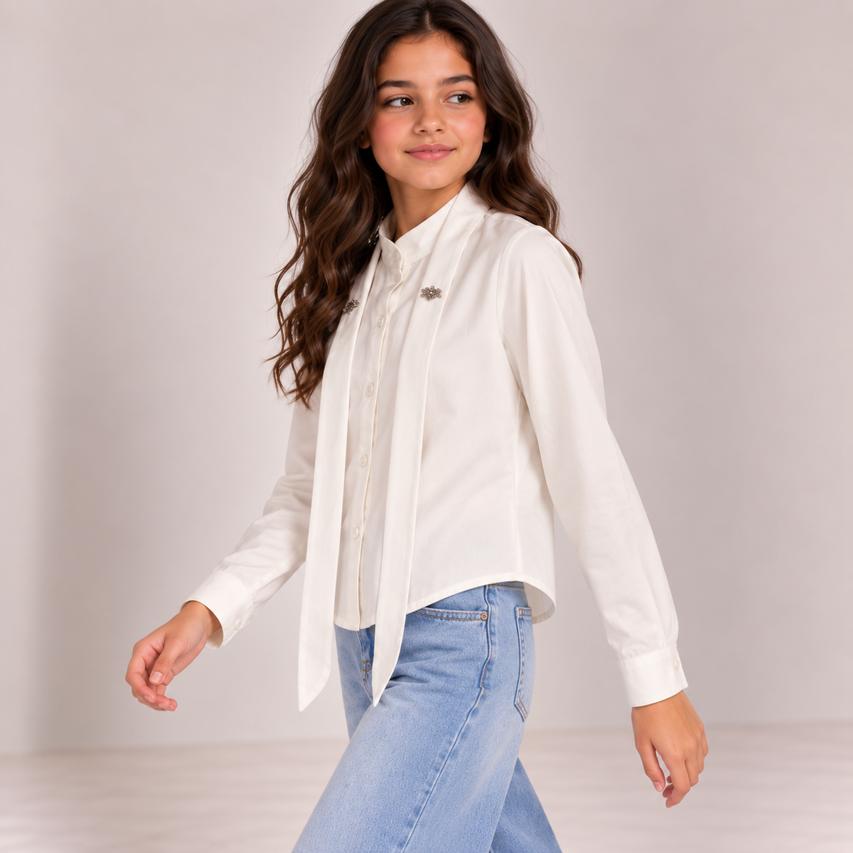 Women Embellished Tie-Front Blouse