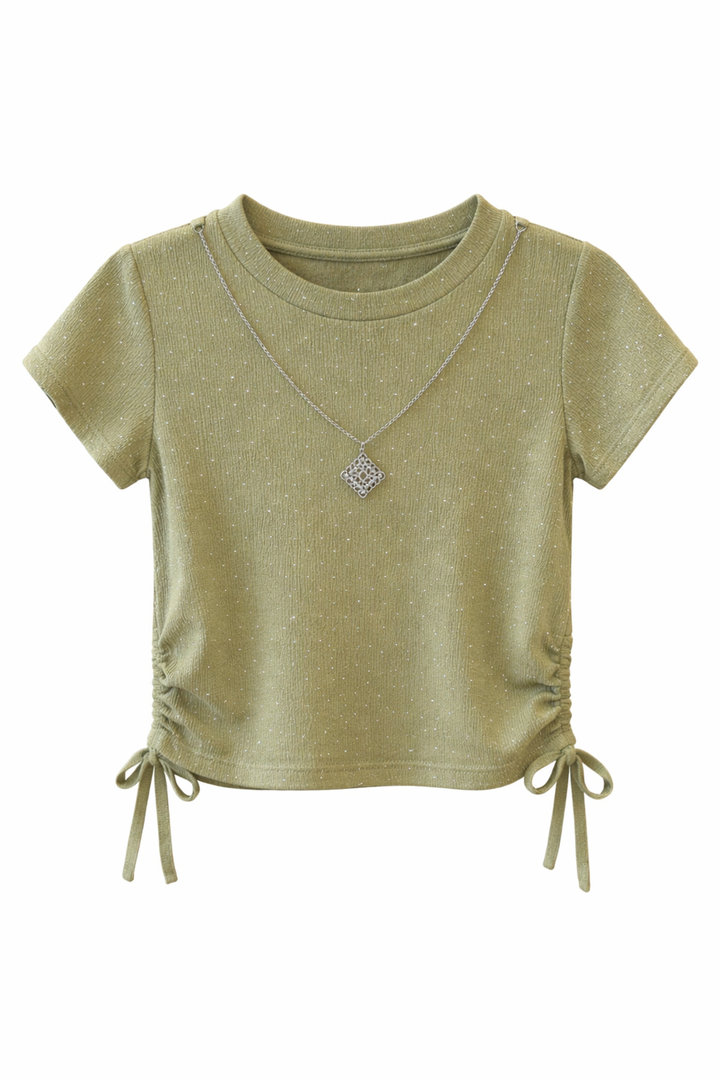 Satin Blouse with Necklace Detail