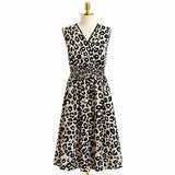 Leopard Print Sleeveless Midi Dress