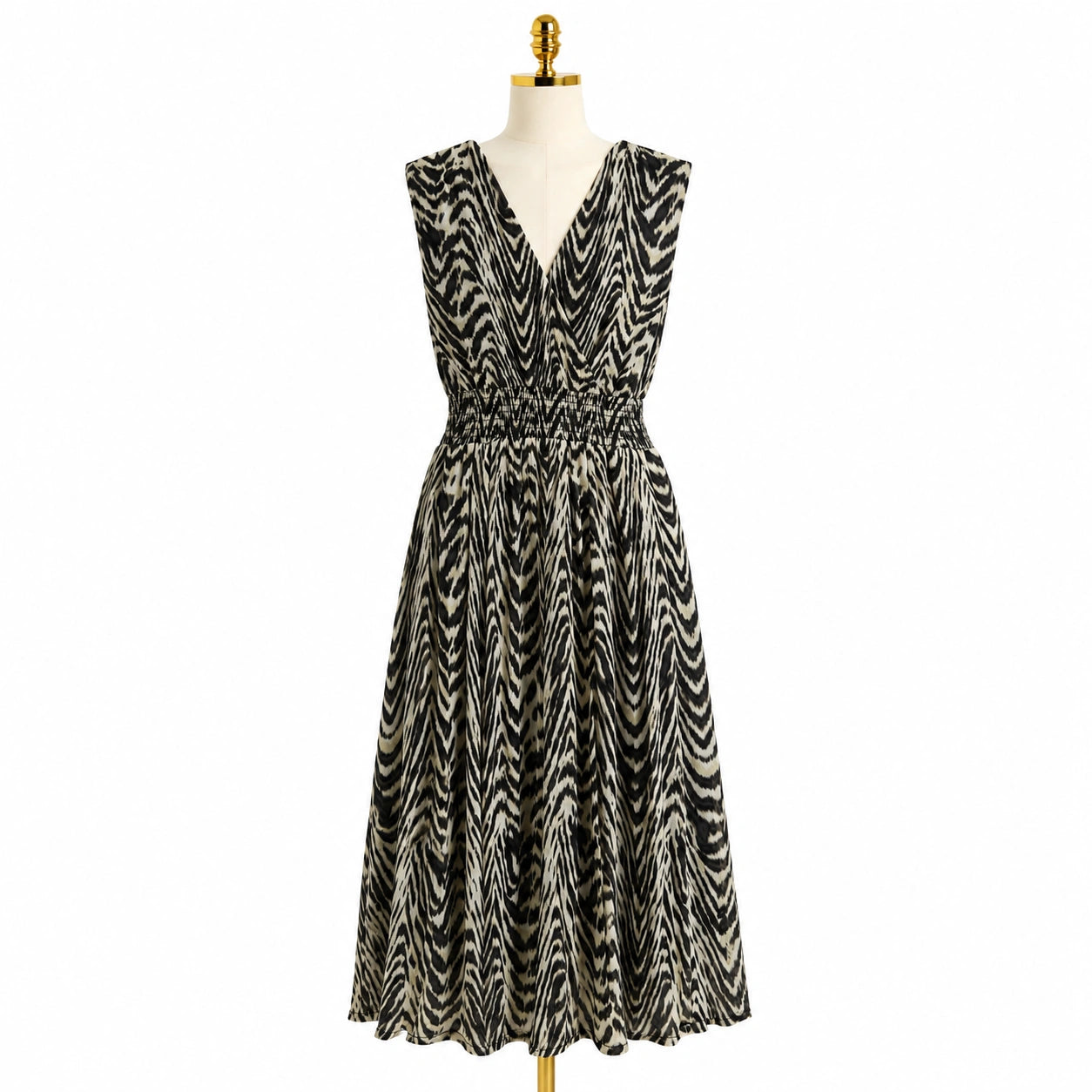 Zebra Print Surplice Midi Dress