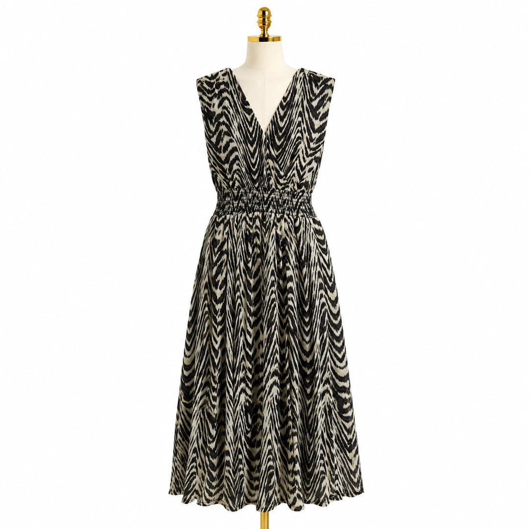 Zebra Print Surplice Midi Dress