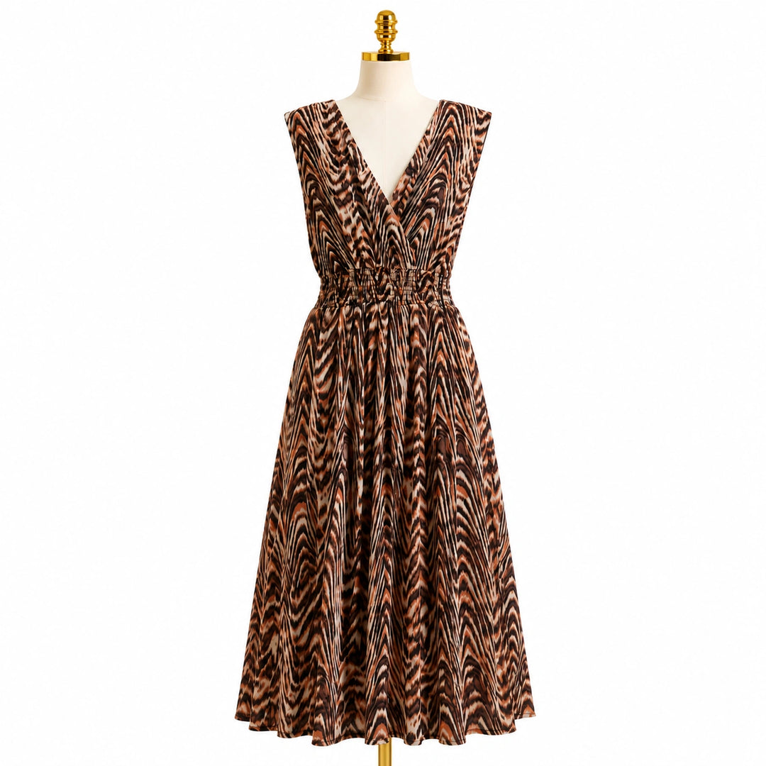 Zebra Print Surplice Midi Dress