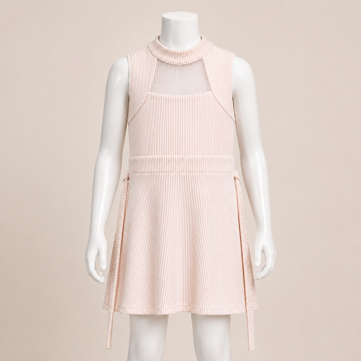 Women Striped Mesh Panel Dress