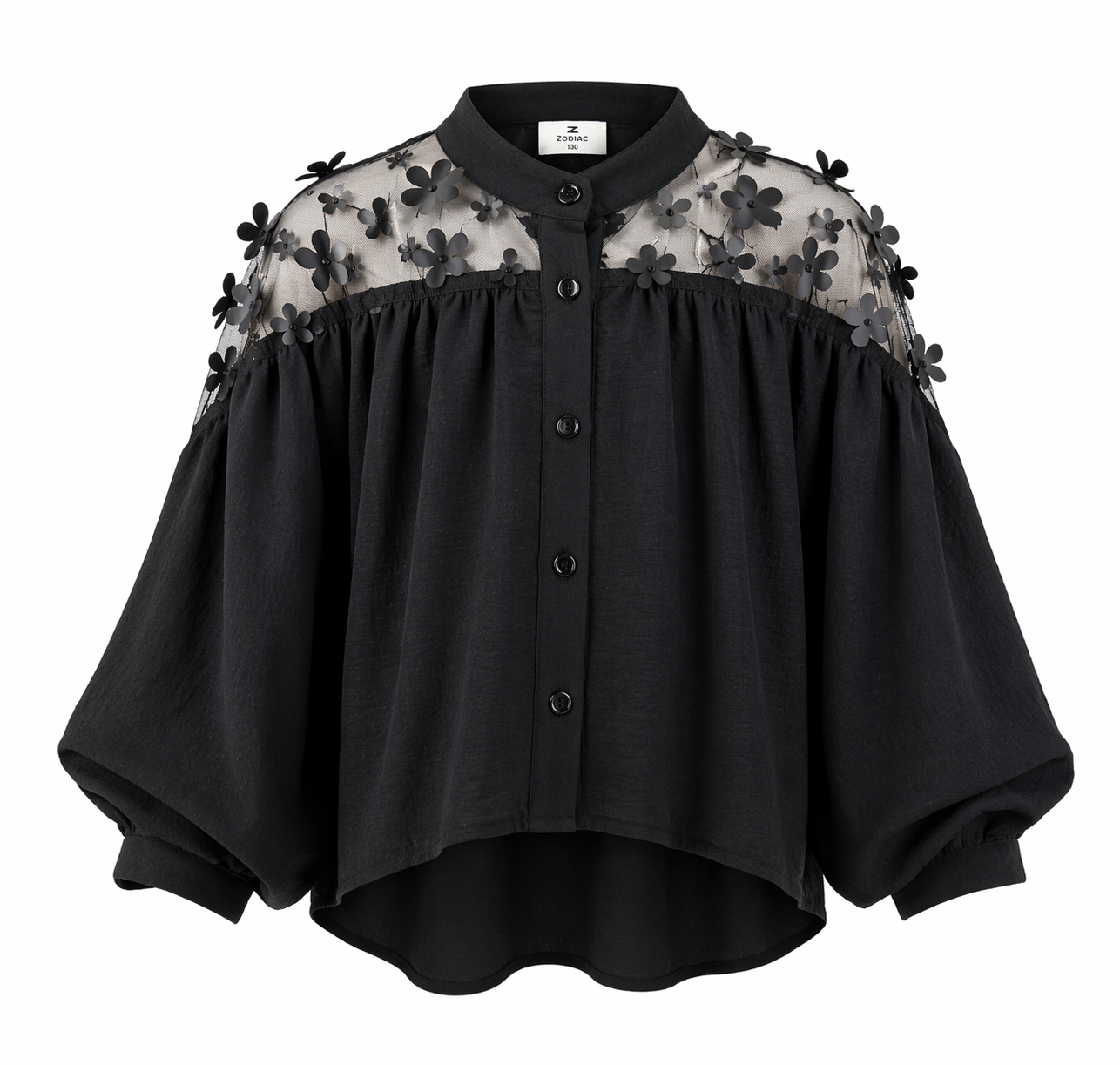 Kids Sheer Floral Yoke Blouse