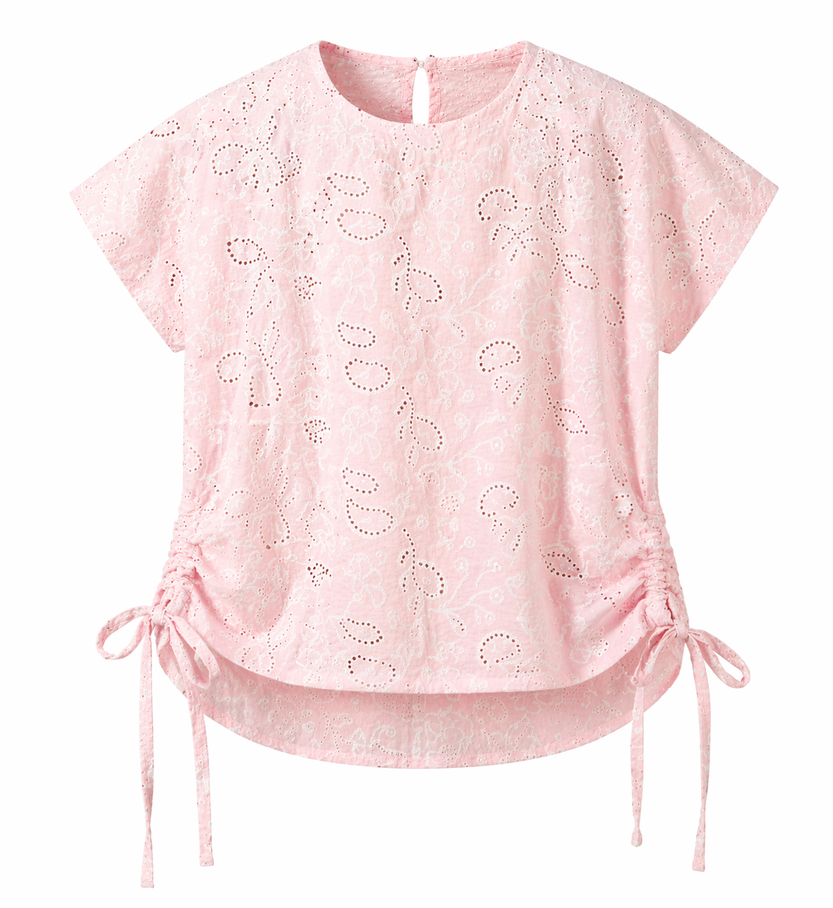 Side Tie Eyelet Blouse