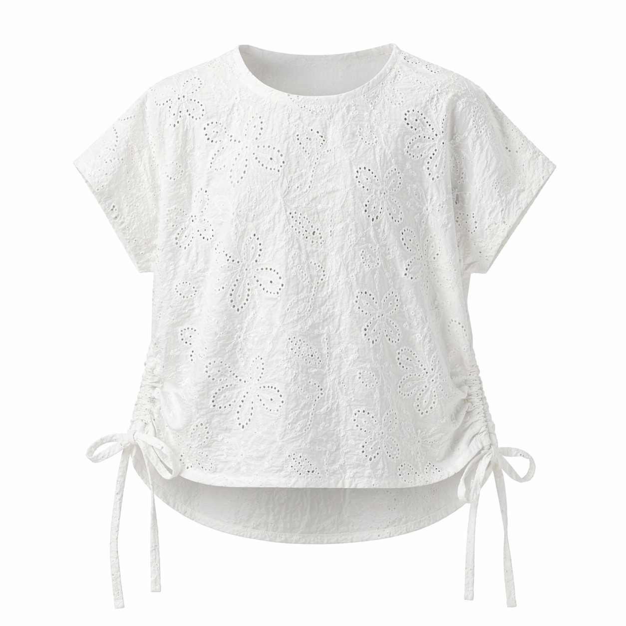 Side Tie Eyelet Blouse