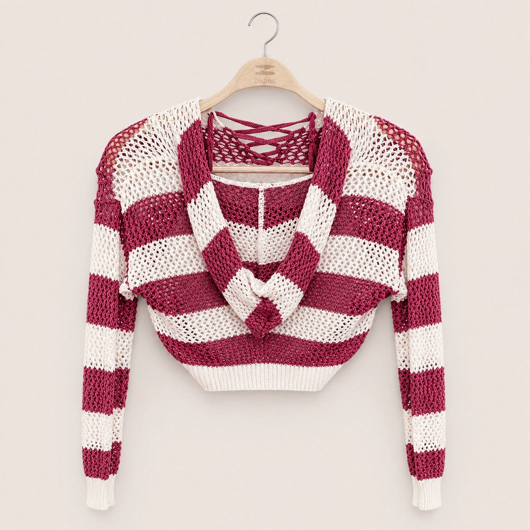 Open Knit Striped Lounge Set