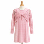 Load image into Gallery viewer, Crochet Shrug &amp; Striped Dress Set