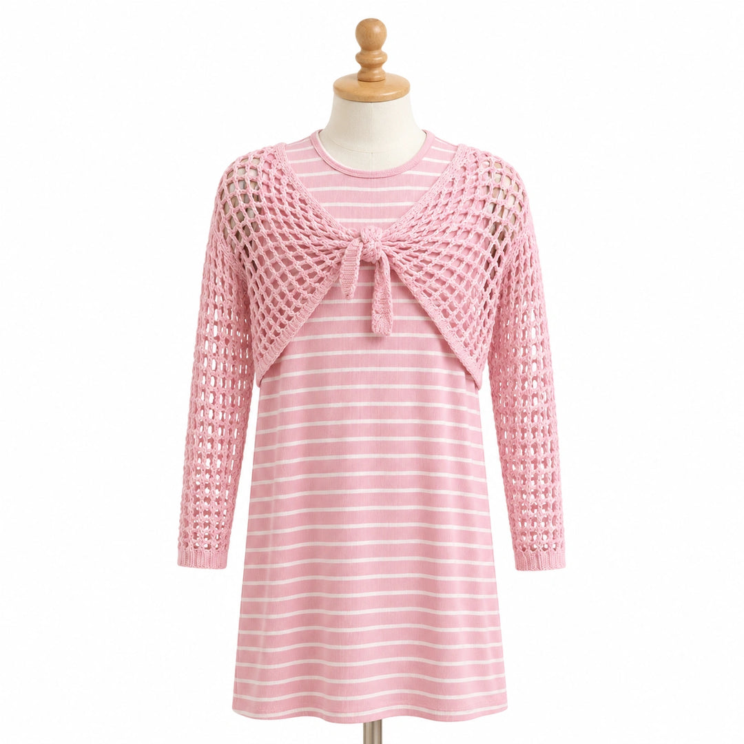 Crochet Shrug & Striped Dress Set
