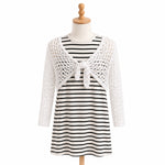 Load image into Gallery viewer, Crochet Shrug &amp; Striped Dress Set