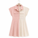 بناتي Half Stripe فستان مع أمامية Pockets