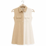 بناتي Half Stripe فستان مع أمامية Pockets