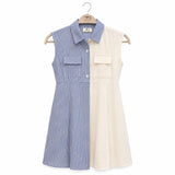 بناتي Half Stripe فستان مع أمامية Pockets