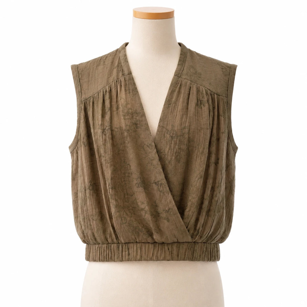 Girls Wrap Crop Top with Elastic Waist