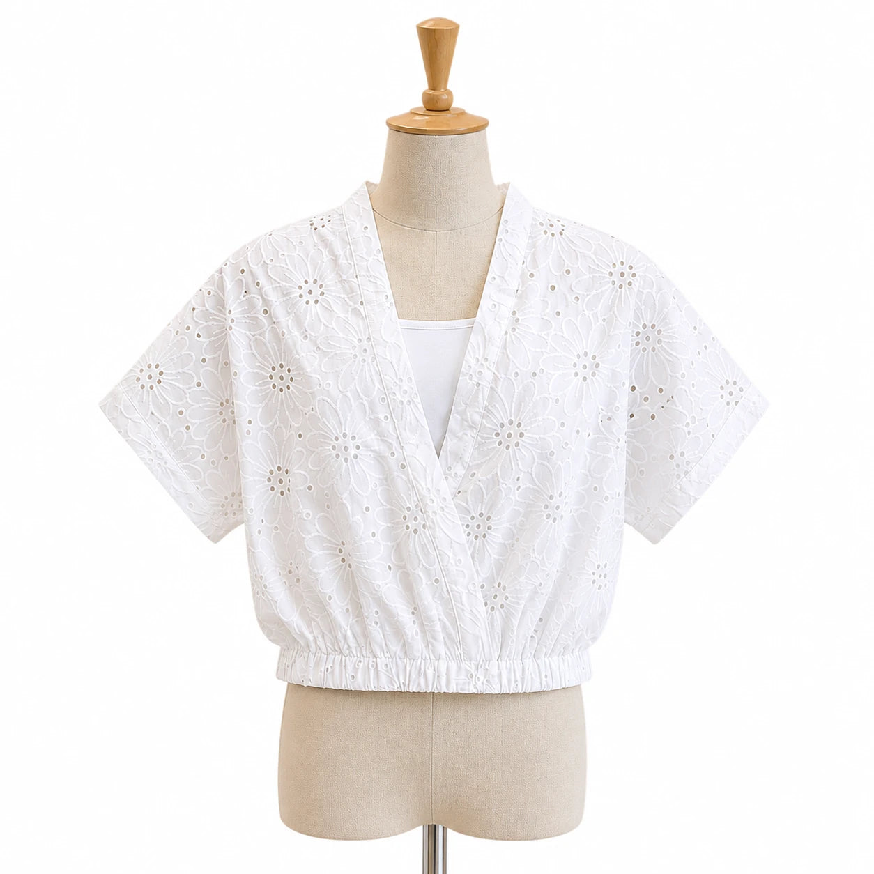 Girls Wrap Eyelet Top with Camisole Set