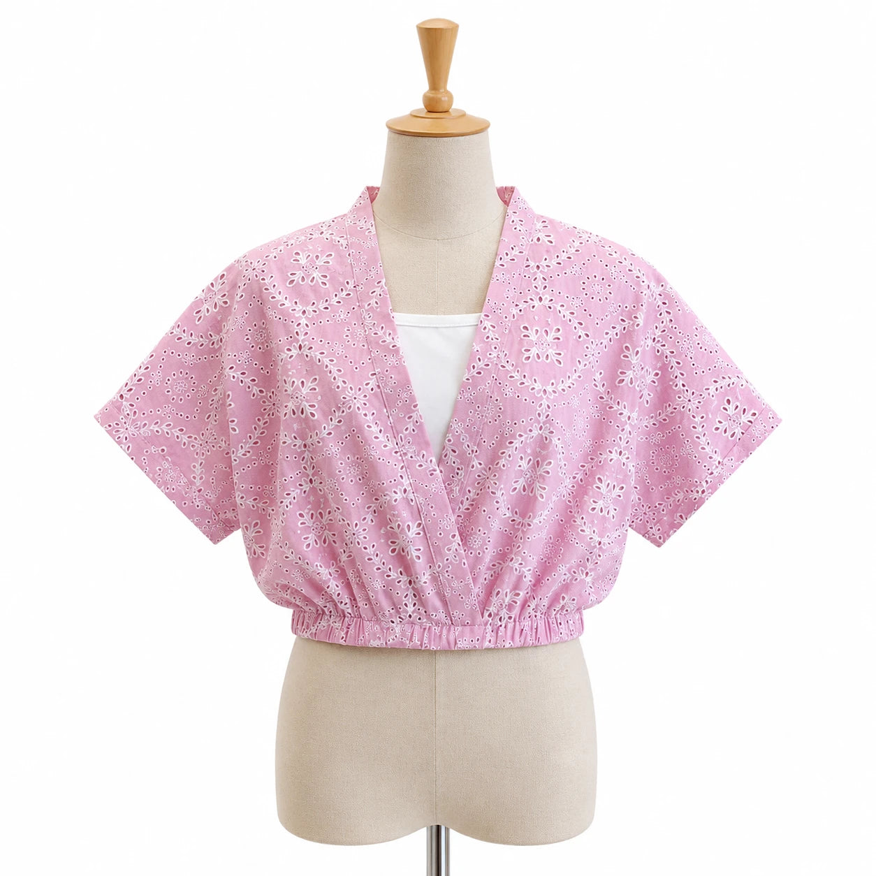 Girls Wrap Eyelet Top with Camisole Set