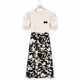 Girls Puff Sleeve Printed Jumpsuit