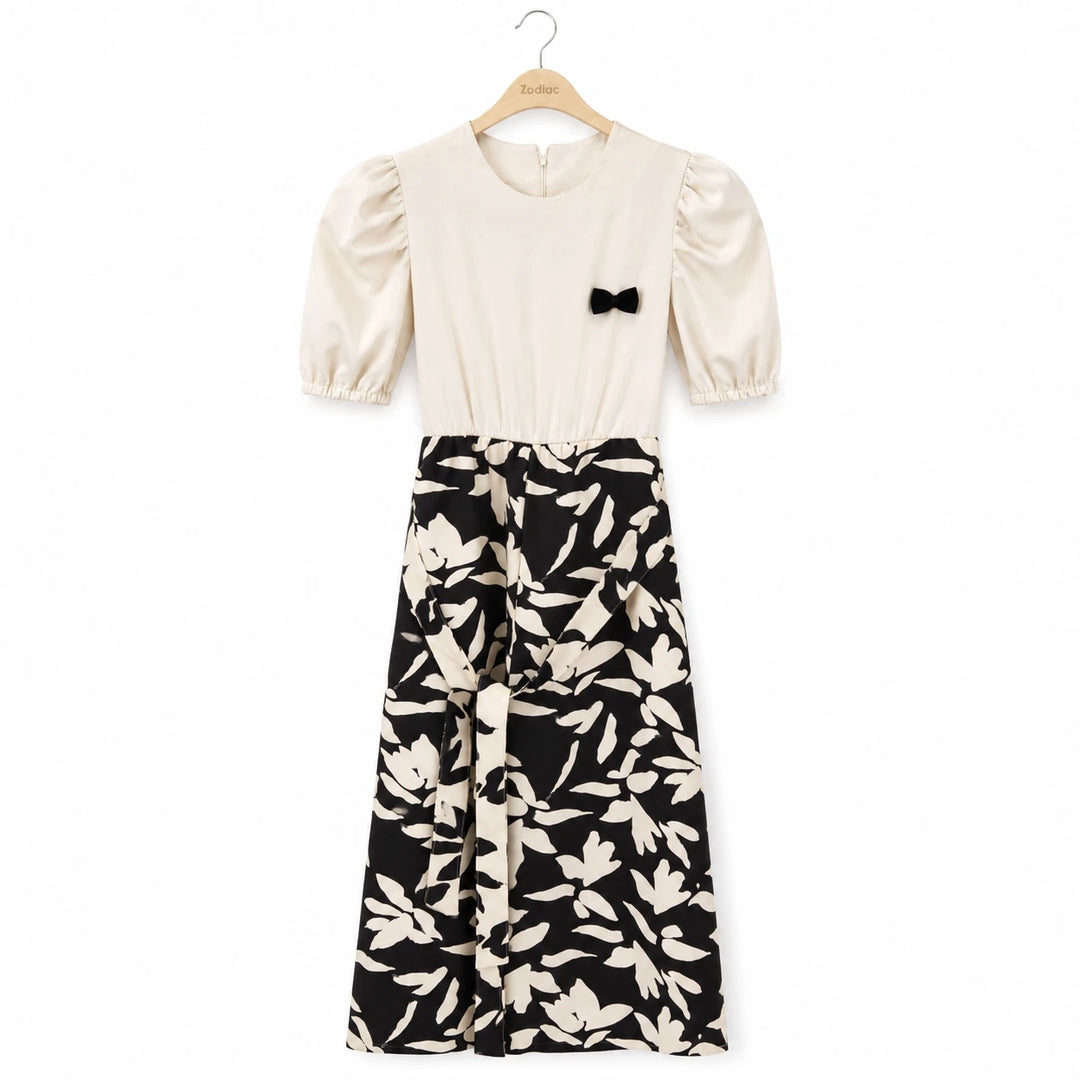 Girls Puff Sleeve Printed Jumpsuit
