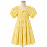 Girls Tiered Dress with Decorative Sleeve Details