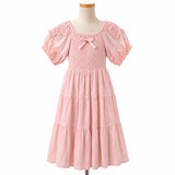 Girls Tiered Dress with Decorative Sleeve Details