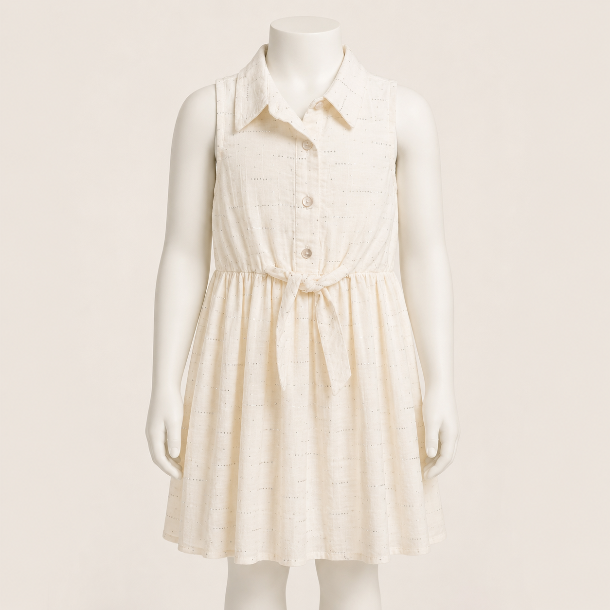 Kids Dress with Rhinestone Tie Front Detail