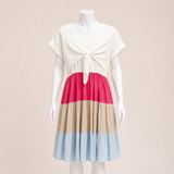 Tiered Midi Dress with Tie-Front Top