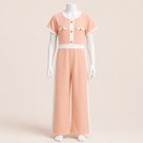 Kids Short Sleeve Buttoned Jumpsuit