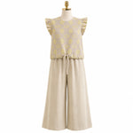 Load image into Gallery viewer, Girls Linen Star Print Top and Wide-Leg Pants Set