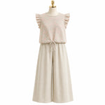 Load image into Gallery viewer, Girls Linen Star Print Top and Wide-Leg Pants Set