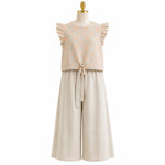 Load image into Gallery viewer, Girls Linen Star Print Top and Wide-Leg Pants Set
