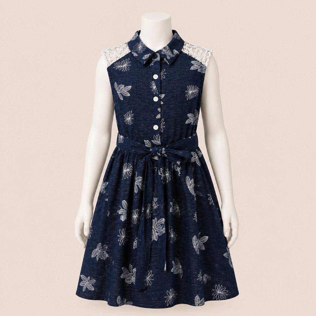 Lace Shoulder Button Dress