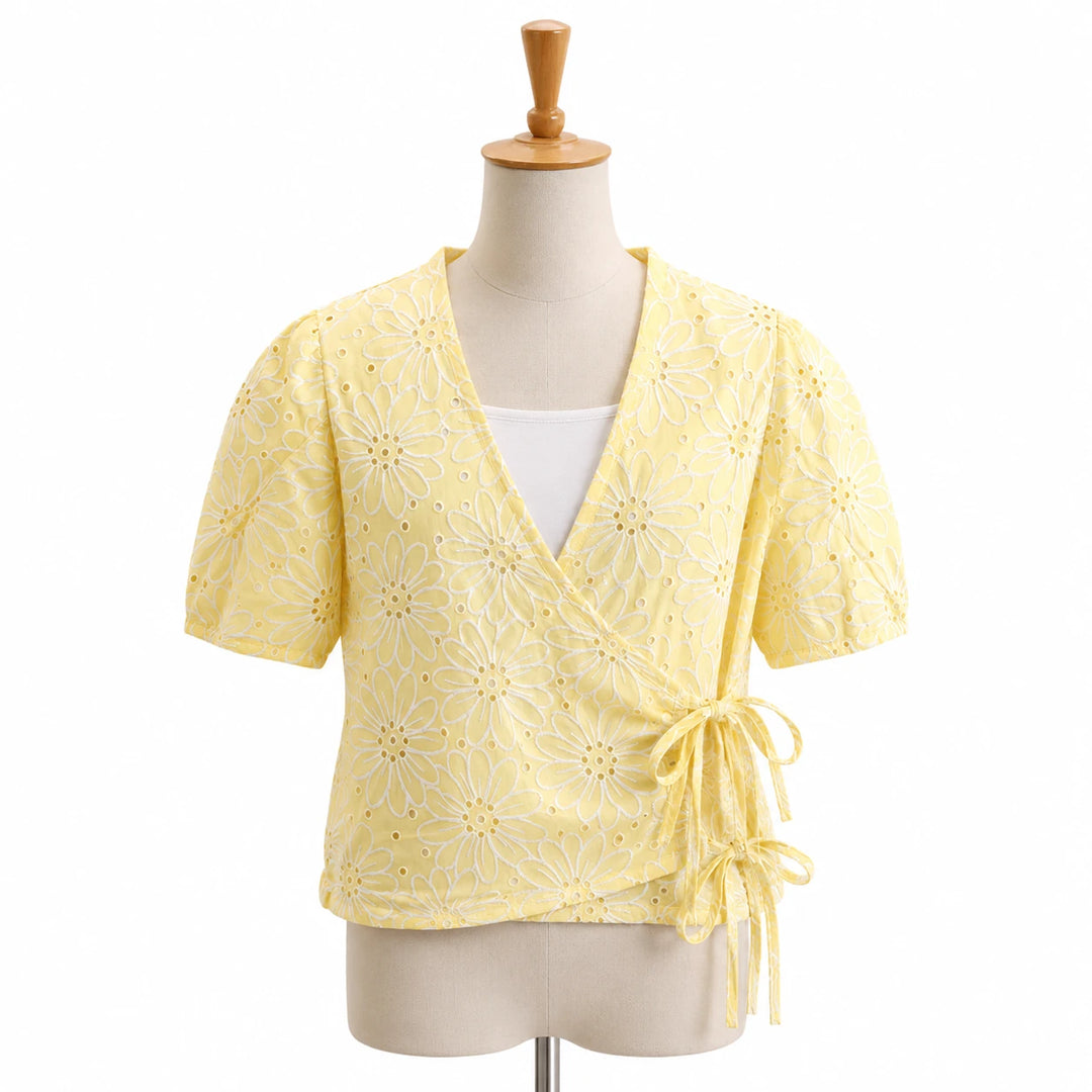 Girls Floral Wrap Blouse with Inner Top