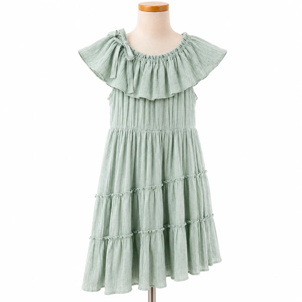 Girls Off-Shoulder Tiered Dress